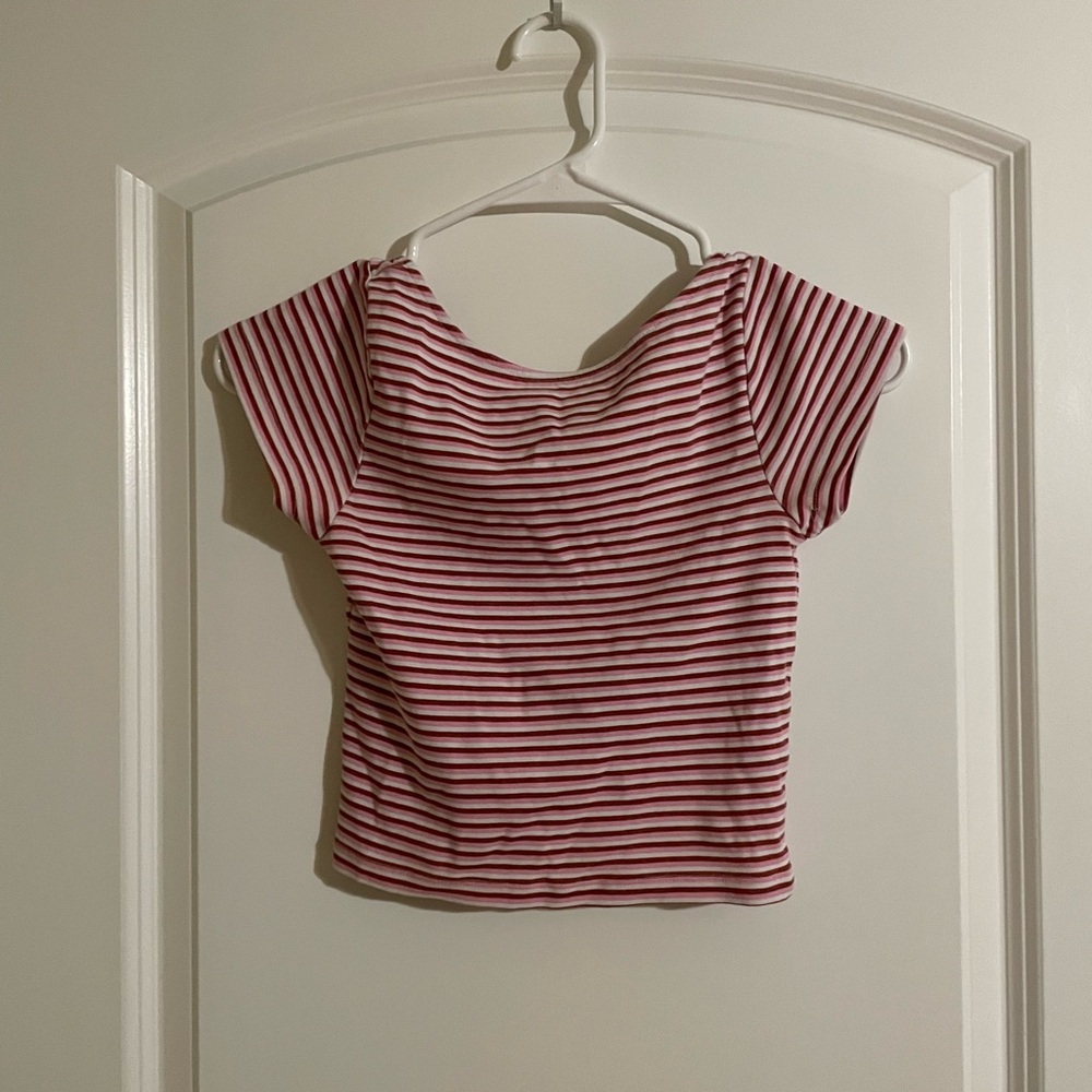 Fitz + Eddi | White Pink & Red Stripped Crop Top